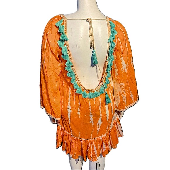 Anthropologie Boho Swim Coverup Dress Crochet Bell Sleeves Oversized Size S/M - Picture 7 of 9